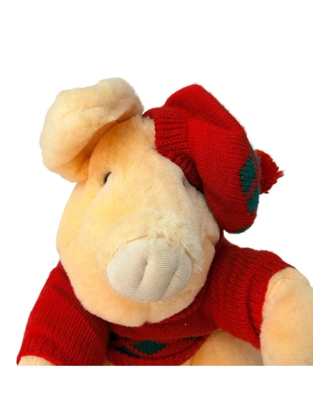 Vintage‎ Younkers Pig Plush 1987 Sweater Hat Stuffed Animal 15”